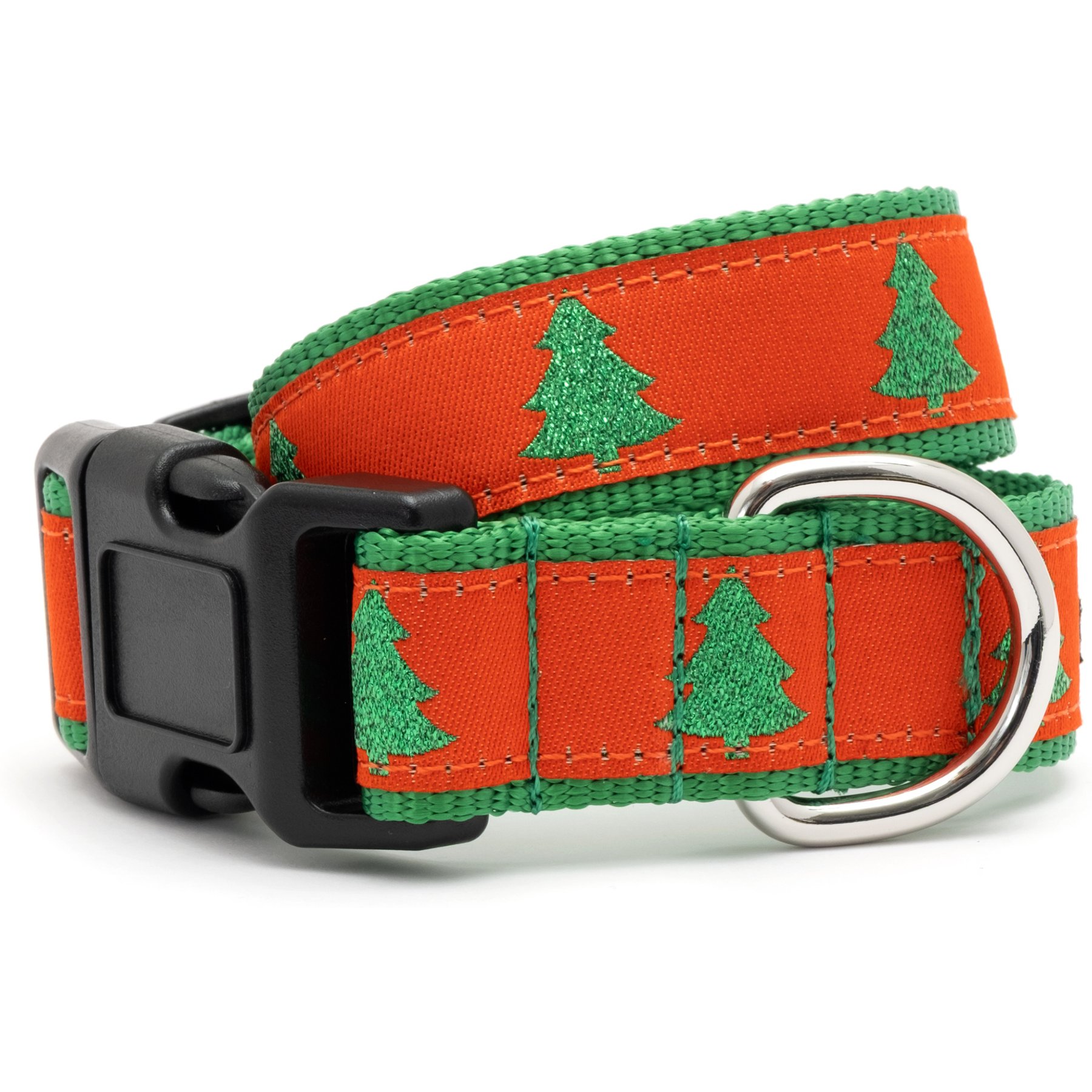 The Worthy Dog Shimmering Spruce Adjustable Dog Collar, Red, Medium: 11 to 17-in neck, 1-in wide