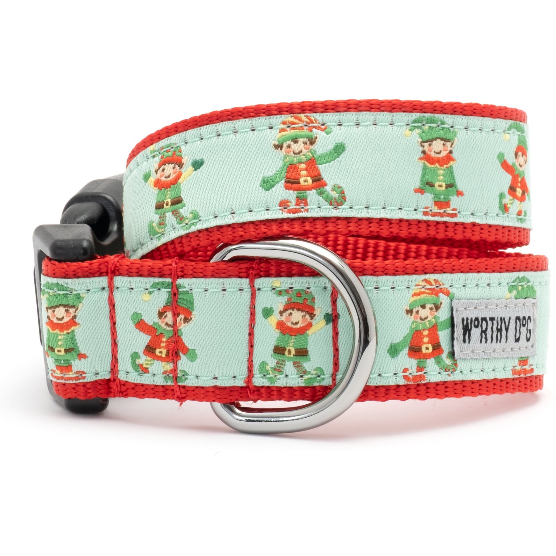 The Worthy Dog Santa's Lil' Elfer Adjustable Dog Collar, Green, Small: 8 to 14-in neck, 5/8-in wide