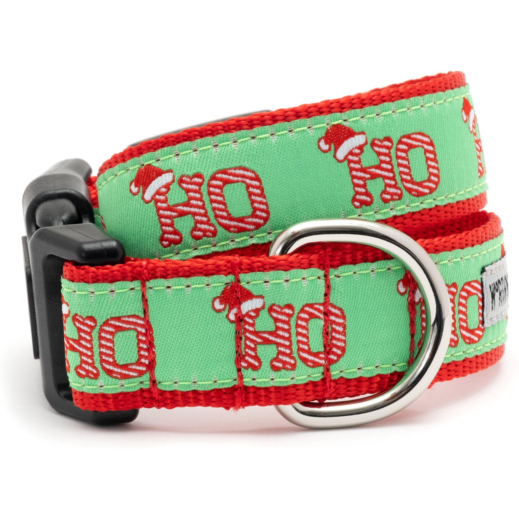 The Worthy Dog Santa's Cheer Adjustable Dog Collar, Green, Medium: 11 to 17-in neck, 1-in wide