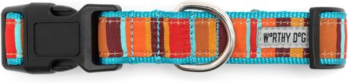 Show full view: The Worthy Dog Fall Fiesta Stripe Adjustable Dog Collar, Multicolor, X-Small: 5 to 11-in neck, 1/2-in wide slide 3 of 3