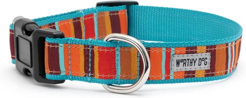 Show full view: The Worthy Dog Fall Fiesta Stripe Adjustable Dog Collar, Multicolor, X-Small: 5 to 11-in neck, 1/2-in wide slide 2 of 3