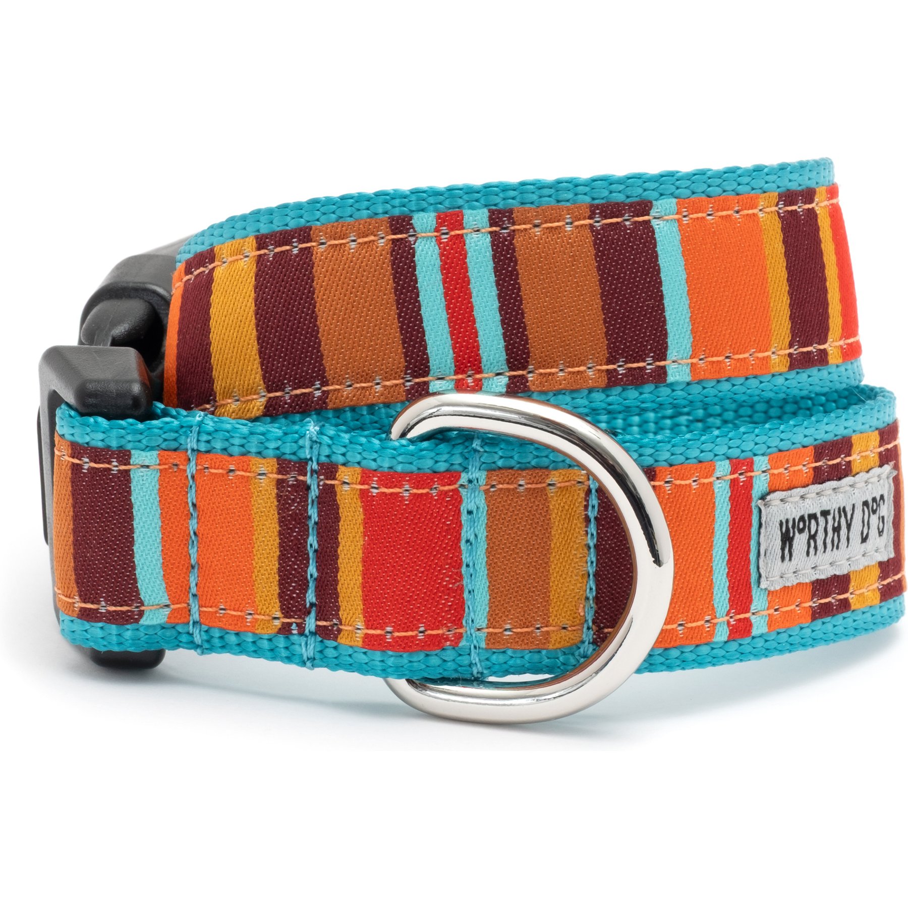 The Worthy Dog Fall Fiesta Stripe Adjustable Dog Collar, Multicolor, X-Small: 5 to 11-in neck, 1/2-in wide