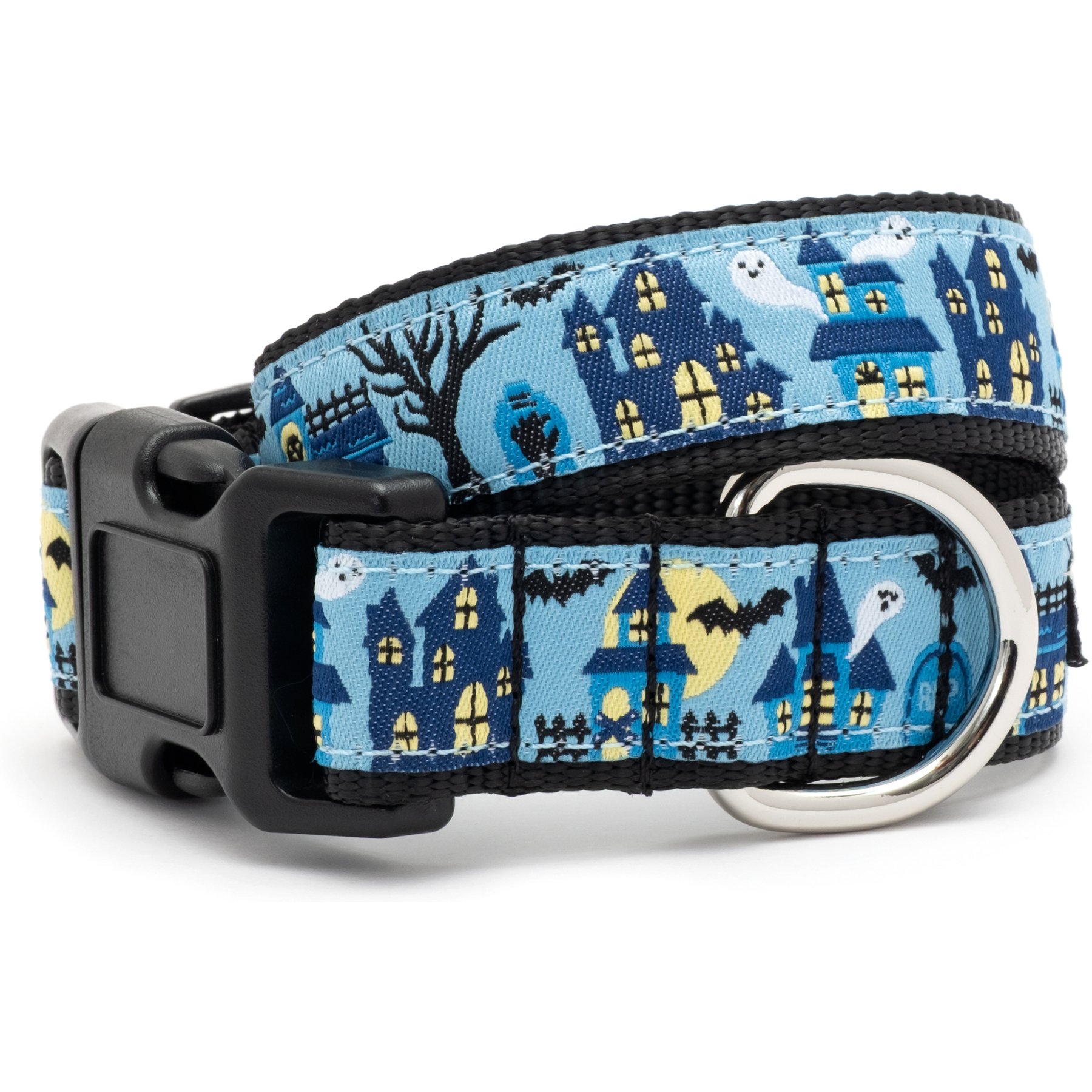 The Worthy Dog Haunting Adjustable Dog Collar, Blue, Small: 8 to 14-in neck, 5/8-in wide