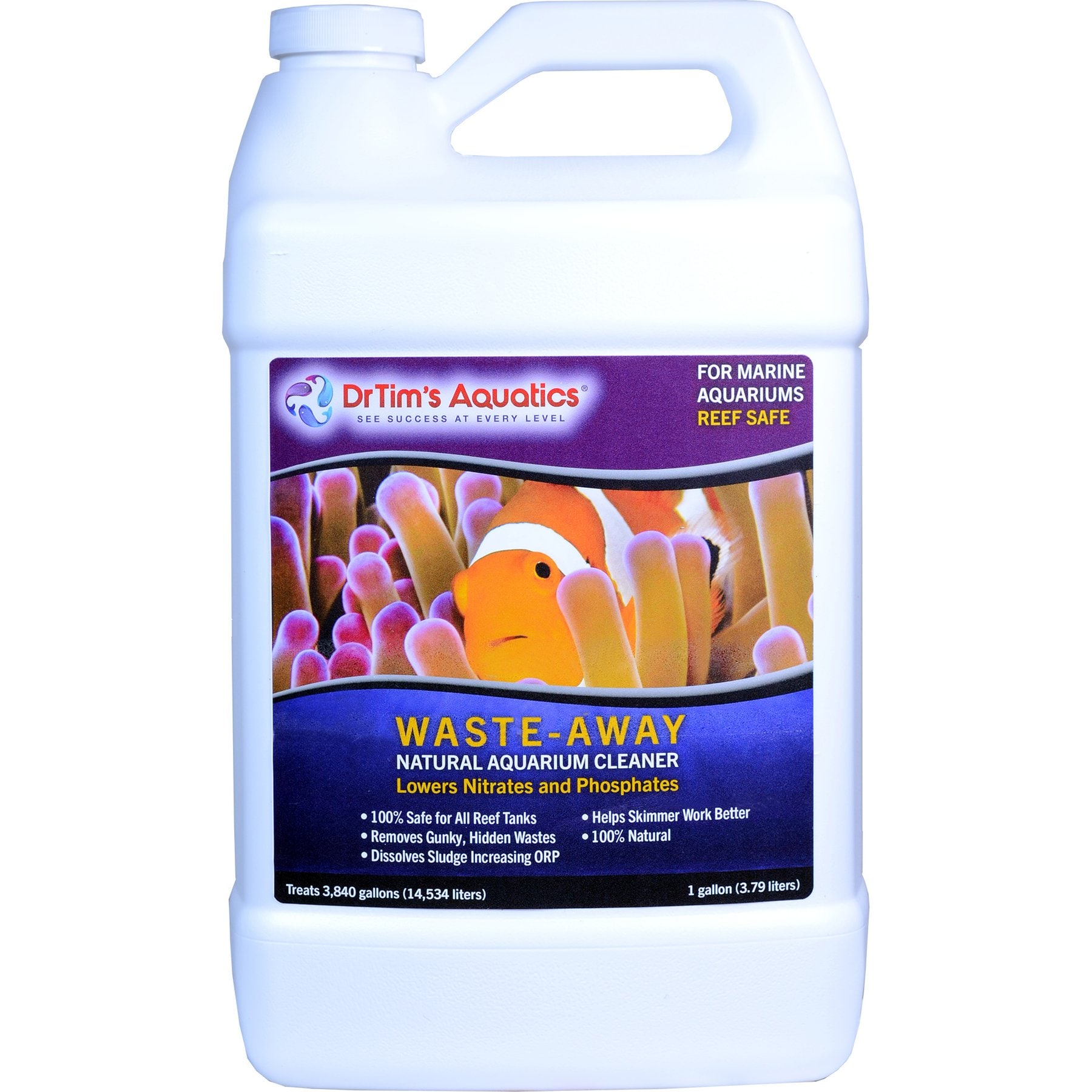 DrTim's Aquatics Waste-Away Natural Aquarium Cleaner for Reef Aquariums, 128-fl oz bottle