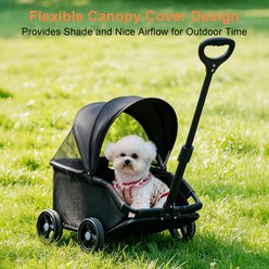 Twinsing Dog & Cat Stroller with Rotating Retractable Handle Foldable Cart Detachable Cushion & Storage Bag, Black slide 2 of 7