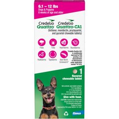 Credelio Quattro/Credelio Quattro-CA1 Chewable Tablets for Dogs, 6.1-12 lbs, 1 Chewable (1-mo. supply)