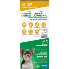 Credelio Quattro/Credelio Quattro-CA1 Chewable Tablets for Dogs, 3.3-6 lbs, 1 Chewable (1-mo. supply)