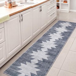 JONATHAN Y Peyton Minimalist Geometric Totem Non-Slip Machine-Washable Area Rug, Blue Gray/Cream, 2 x 8-ft slide 1 of 8