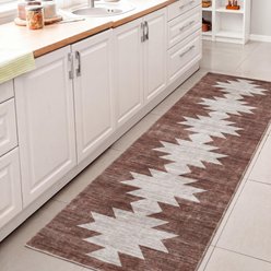 JONATHAN Y Peyton Minimalist Geometric Totem Non-Slip Machine-Washable Area Rug, Brown/Cream, 2 x 8-ft