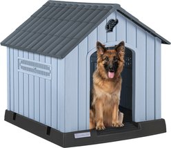 LEMBERI Sturdy Indoor & Outdoor Waterproof Plastic Dog House, Gray, 40 x 37.2 x 40-in