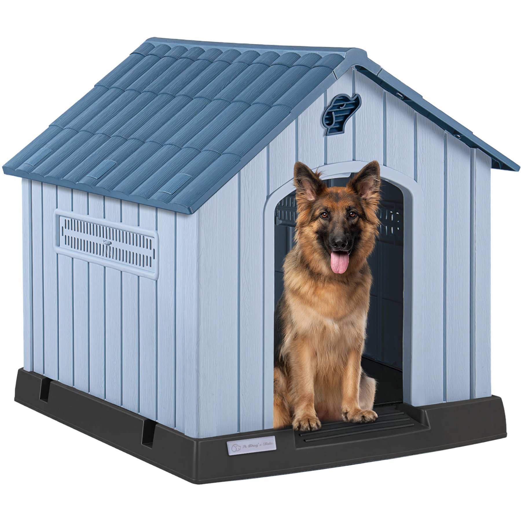 LEMBERI Sturdy Indoor & Outdoor Waterproof Plastic Dog House, Light Blue, 40 x 37.2 x 40-in
