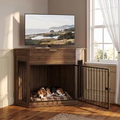 Yafylly Furniture Style End Table TV Stand, Corner Kennel Furniture Indoor Dog Crate, Brown, Medium slide 2 of 7