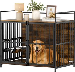 Pawvilion Furniture Style Indoor Kennel End Table Dog Crate, Brown, Medium