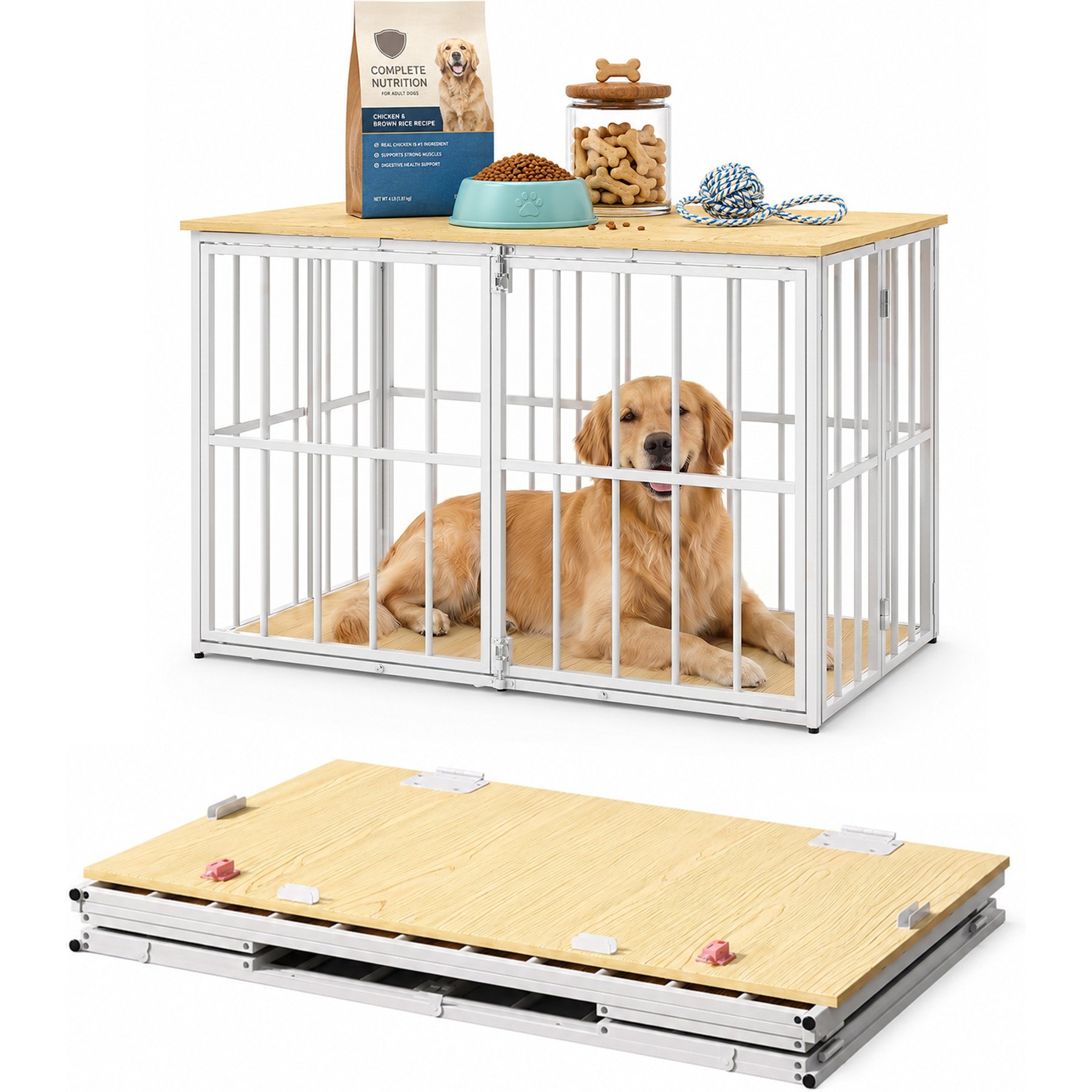 Pawvilion Furniture Style Foldable Kennel Dog Crate, 40-in, Black