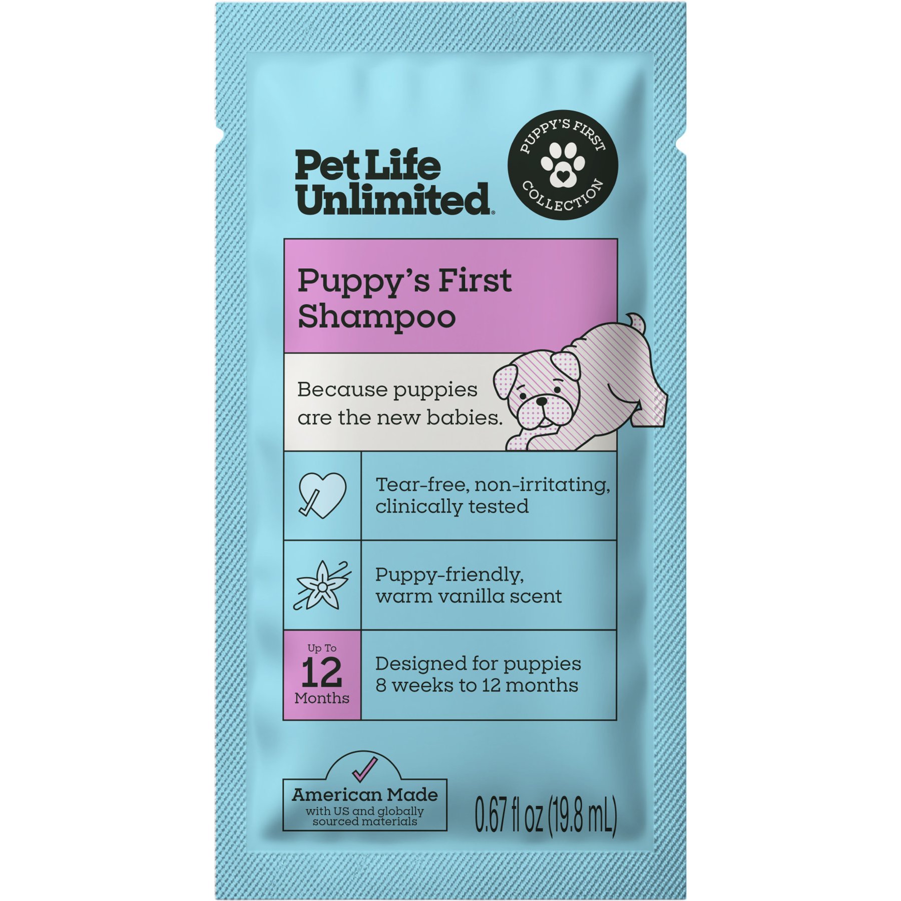 Pet Life Unlimited Puppy's First Deep-Cleaning Warm Vanilla Dog Shampoo, 0.67-fl oz pouch