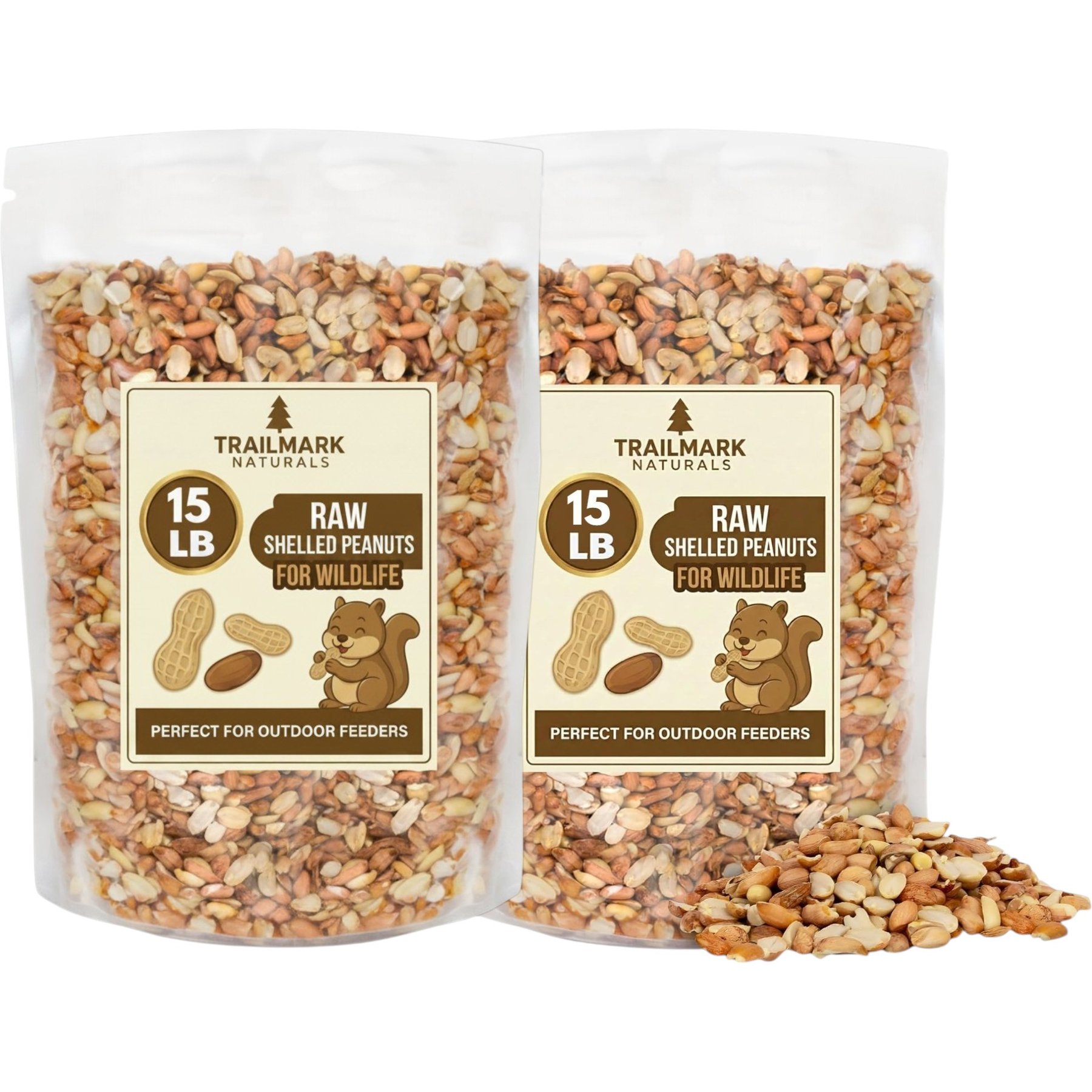 Trailmark Naturals Shelled Raw Peanuts Seed Wild Bird Food, 15-lb bag, 2 count