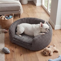 ATJafurn Cozy Couch with Corduroy Removable Cover Orthopedic Bolster Dog Bed, Grey, Large