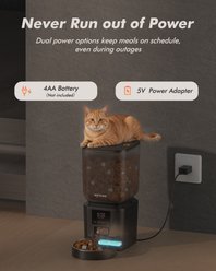 Nityers Food Dispenser with LCD Screen, Food Tray, Battery Operated, Automatic Plastic Dog & Cat Feeder, Large: 8-L, Black slide 2 of 9