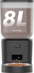 Nityers Food Dispenser with LCD Screen, Food Tray, Battery Operated, Automatic Plastic Dog & Cat Feeder, Large: 8-L, Black