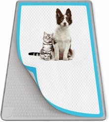 Bartuke No Spill Training High Edge Leak-Proof Tray Mat Silicone Dog Pee Pad Holder, X-Large: 40 x 28-in, Light Grey