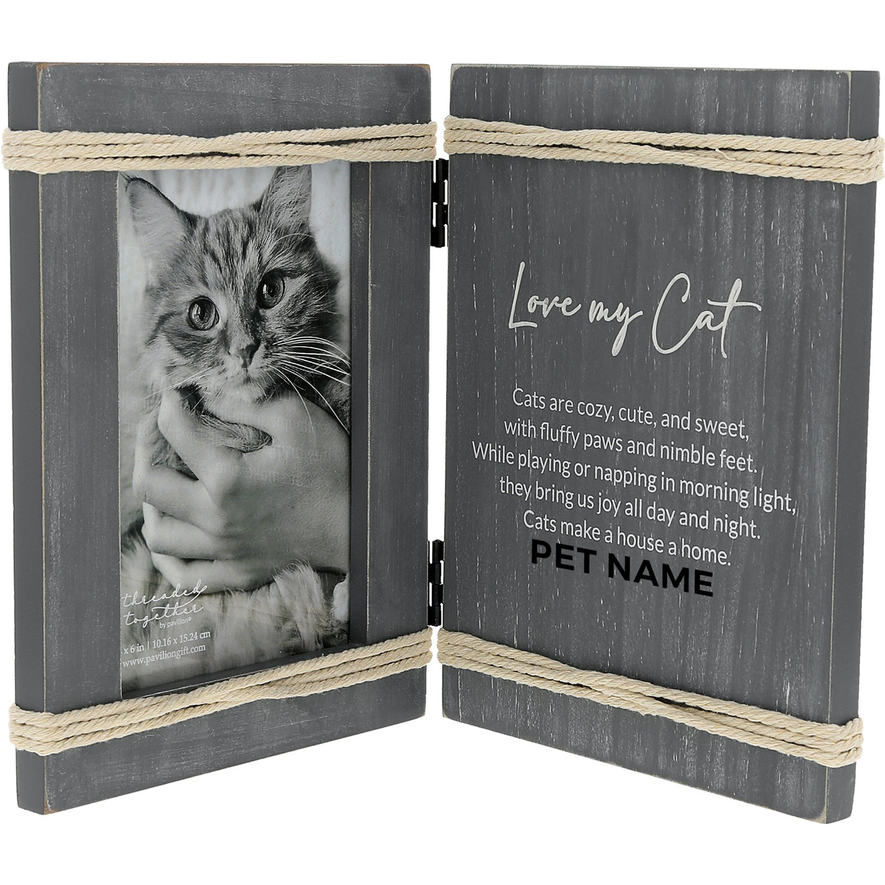 Pavilion Love My Cat Hinged Picture Frame, Gray