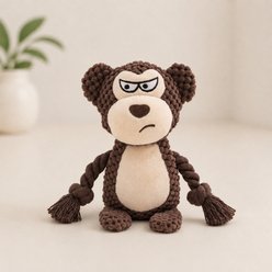 NonoPets Double Layer Fabric Crinkle Paper Rope Tug Squeaky Plush Dog Toy with Built In Squeaker, Brown