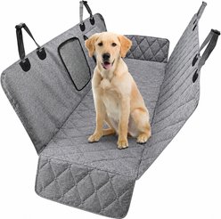 Petdiary Quilted Water Resistant Hammock Dog & Cat Car Seat Cover, Grey