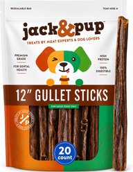 Jack & Pup Joint Health 12-inch Beef Gullet Stick Dog Chews, 20 count