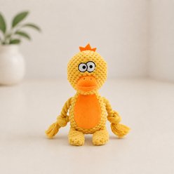 NonoPets Double Layer Fabric Crinkle Paper Rope Tug Squeaky Plush Dog Toy with Built In Squeaker, Yellow