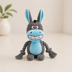 NonoPets Double Layer Fabric Crinkle Paper Rope Tug Squeaky Plush Dog Toy with Built In Squeaker, Grey