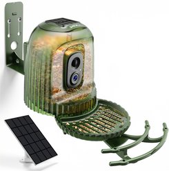 COOLFLY HiXX Unique Rotating Tray 4MP Camera Solar Powered Night Lamp Wild Bird Watching Supplies, 2.3-L, Multi Color Changing