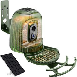 COOLFLY HiXX Unique Rotating Tray 4MP Camera Solar Powered Night Lamp Wild Bird Watching Supplies, 2.3-L, Warm Yellow Light