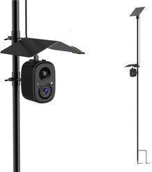 COOLFLY x Richbird Smart Bird Feeder 63-in Mounting Pole with Solar Panel Camera Wild Bird Watching Supplies, Black