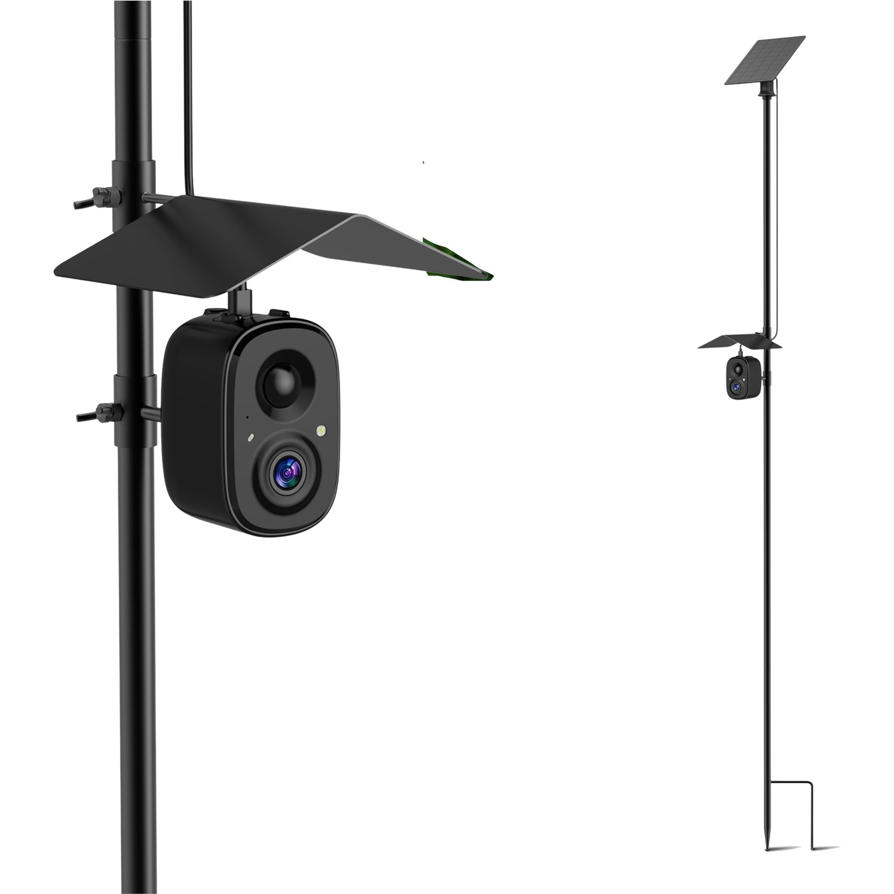 COOLFLY x Richbird Smart Bird Feeder 63-in Mounting Pole with Solar Panel Camera Wild Bird Watching Supplies, Black
