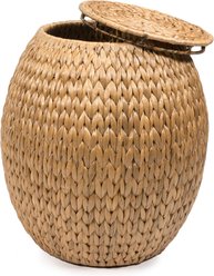 happimess Colt Coastal Bohemian Hand-Woven Hyacinth Storage Stool Dog & Cat Toy Bin with Lid, 17-in, Natural