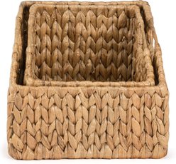 happimess Havanah Southwestern Hand-Woven Hyacinth Slanted Pantry Dog & Cat Basket with Handle, Natural, 2 count slide 2 of 9