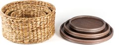 happimess Gouda Southwestern Hand-Woven Hyacinth Circular Nesting Dog & Cat Basket with Wood Lid, Natural, 3 count slide 2 of 9