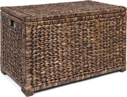 happimess Anada Hand-Woven Wicker Weave Storage Trunk Dog & Cat Basket, 30-in, Brown Wash