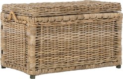 happimess Jacob Hand-Woven Wicker Storage Trunk Dog & Cat Basket, 30.7-in, Natural