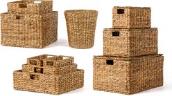happimess Traditional Assorted Hand-Woven Hyacinth Iron Dog & Cat Basket, 10 count, Natural