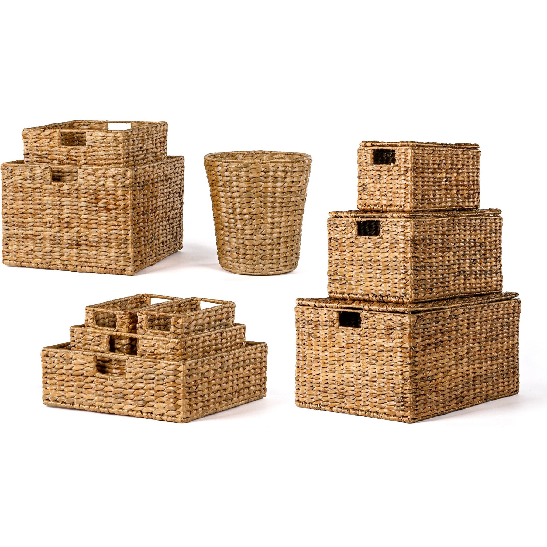 happimess Traditional Assorted Hand-Woven Hyacinth Iron Dog & Cat Basket, 10 count, Natural