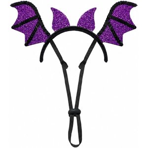 Just Joyful Halloween Bat Dog Headband, Purple/Black