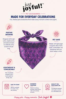 Show full view: Just Joyful Halloween Bat Dog Bandana, Purple slide 3 of 4