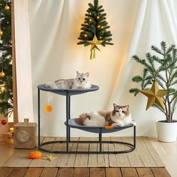 FEANDREA 2-Tier Elevated Breathable Mesh Lounger Cat Hammock Bed with Steel Frame, Dove Gray, Medium: 32.6 x 16.5 x 20.9-in