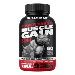 Bully Max 2-in-1 Muscle Gain Power Tabs Supplement for Dogs, 6.3-oz bottle