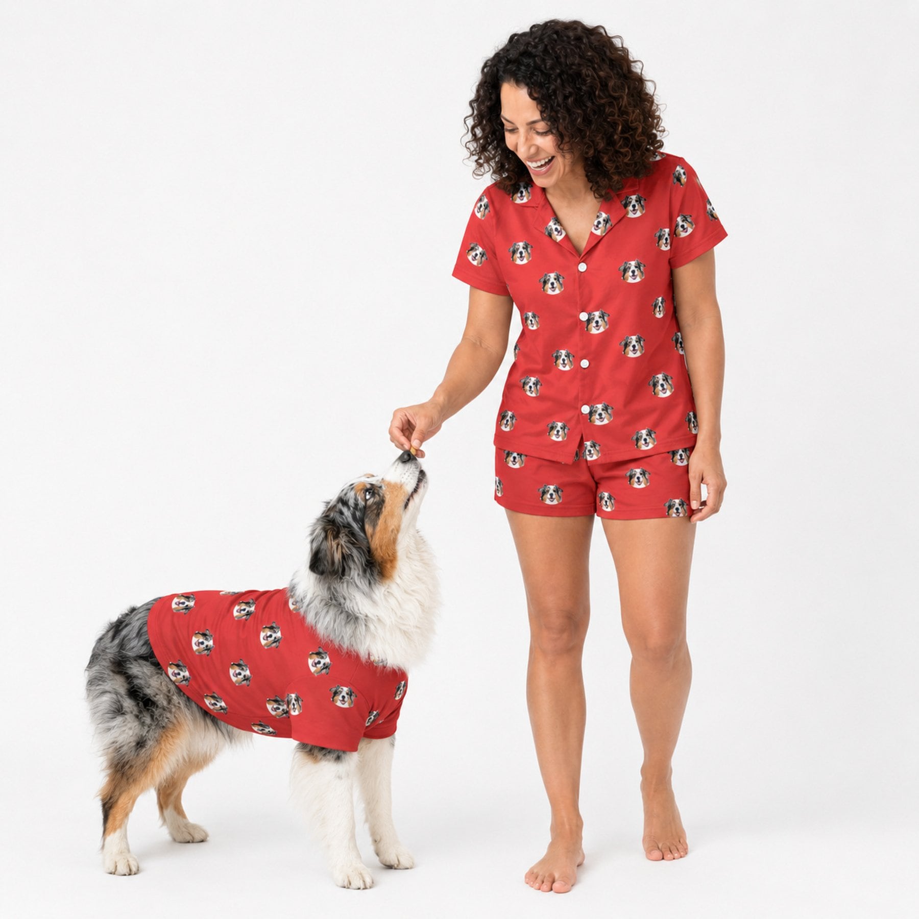 Cuddle Clones Custom 1 Pet Face Personalized Dog Pajamas, Red, Large