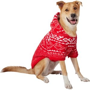 Frisco Snuggle Up Knit Dog & Cat Hoodie, Red, XX-Large