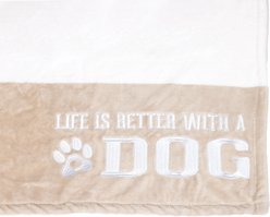 Pavilion Plush Dog Blanket, 50 x 60-in, Tan/White