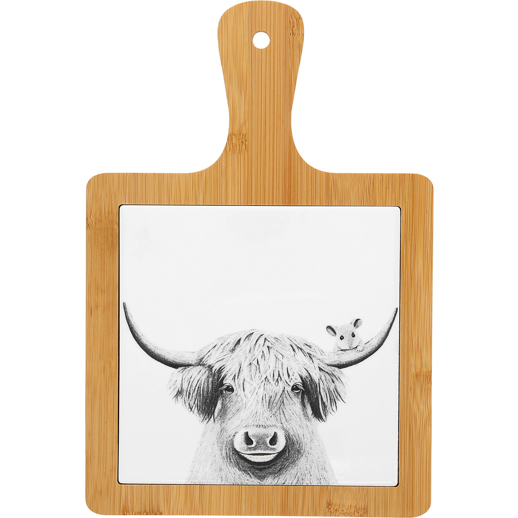 Pavilion Highland Cow Trivet, Black/White