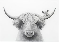 Pavilion Highland Cow Cutting Board, Black/White, 13.75 x 9.75-in